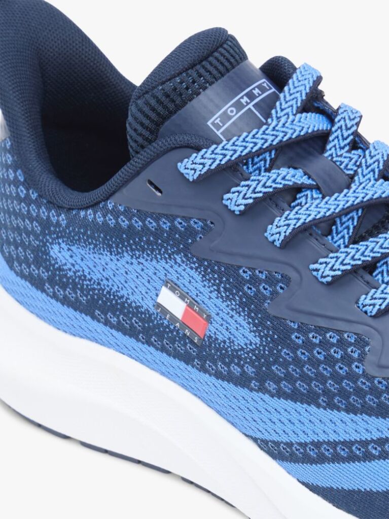 Blue Jacquard Knit Logo Trainers  Men