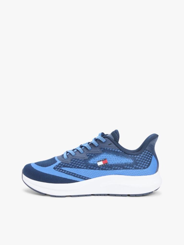 Blue Jacquard Knit Logo Trainers  Men