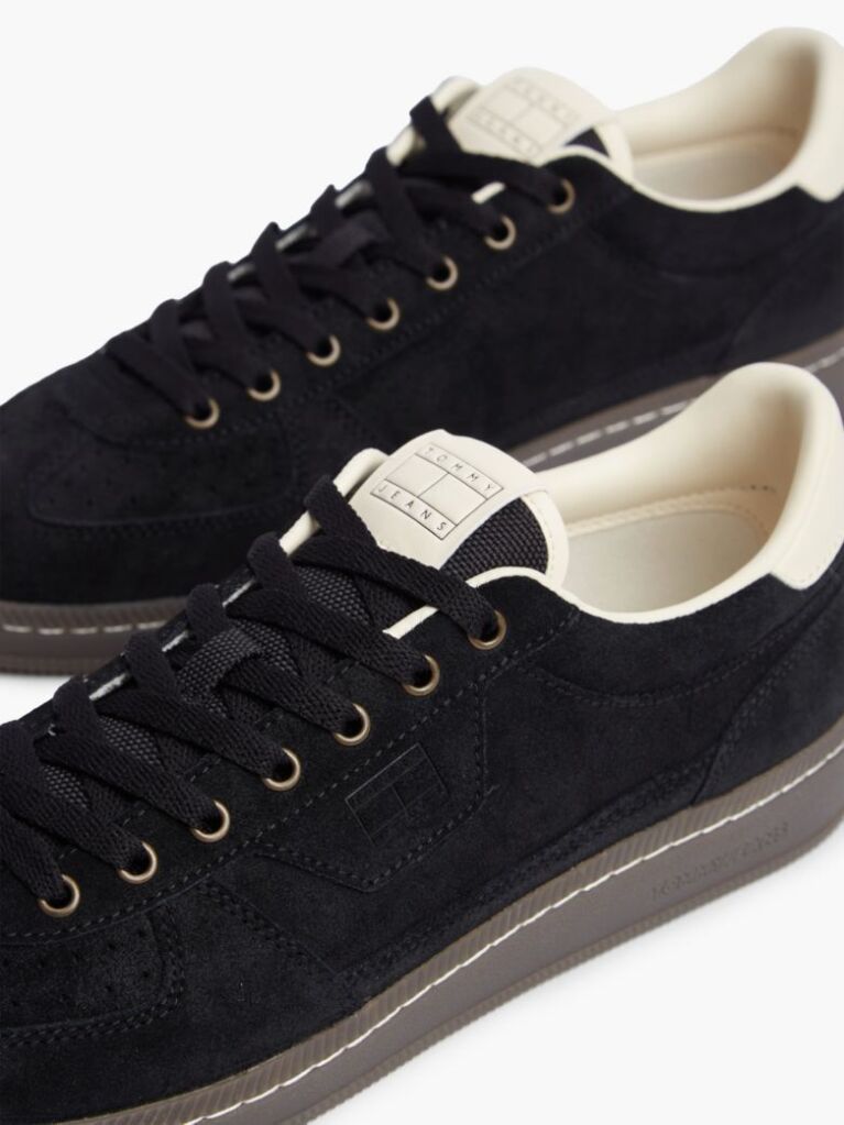Black The Greenwich Logo Suede Court Sneakers  Men