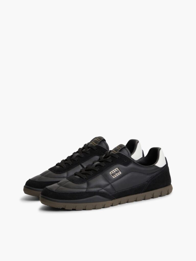 Μαύρο Δερμάτινα Sneakers Με Χαμηλό Κόψιμο  Άνδρες