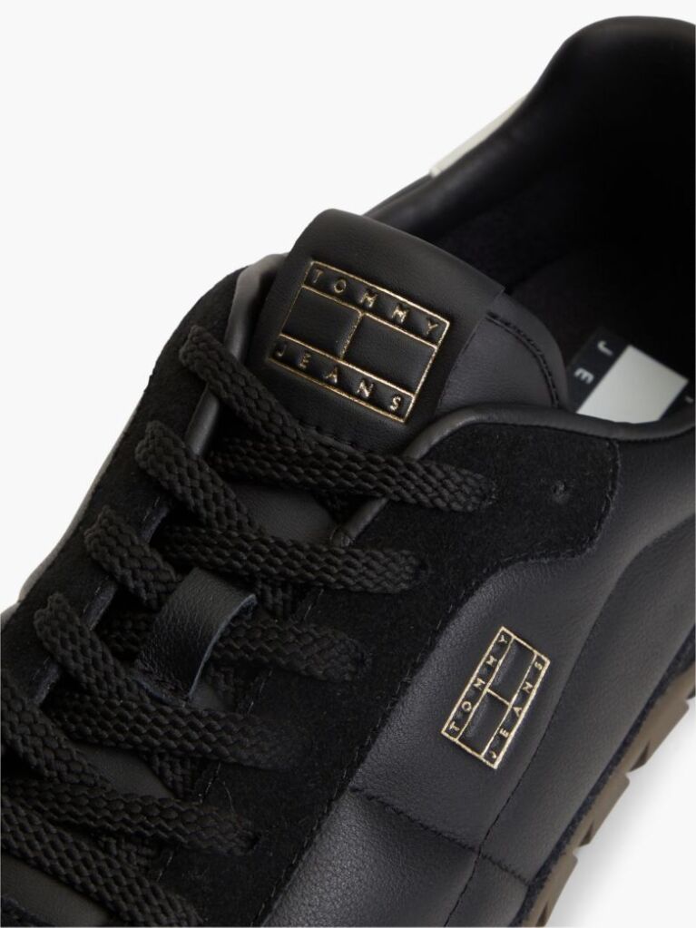 Μαύρο Δερμάτινα Sneakers Με Χαμηλό Κόψιμο  Άνδρες