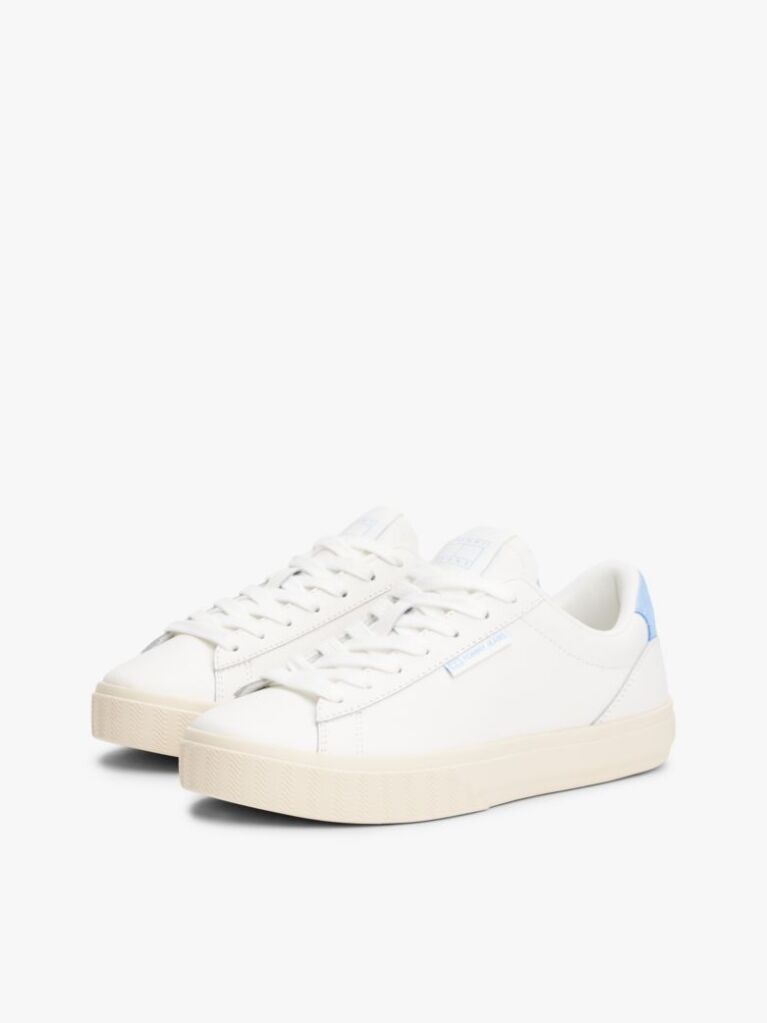 Blue Essential Leather Contrast Cupsole Trainers  Women