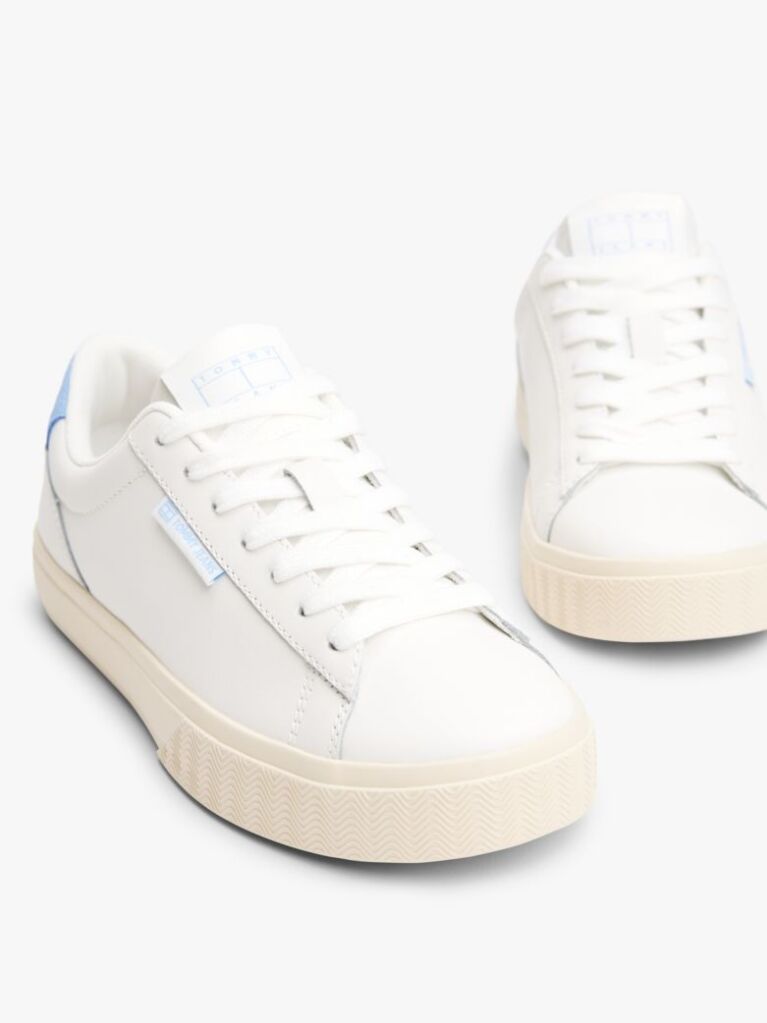 Blue Essential Leather Contrast Cupsole Trainers  Women