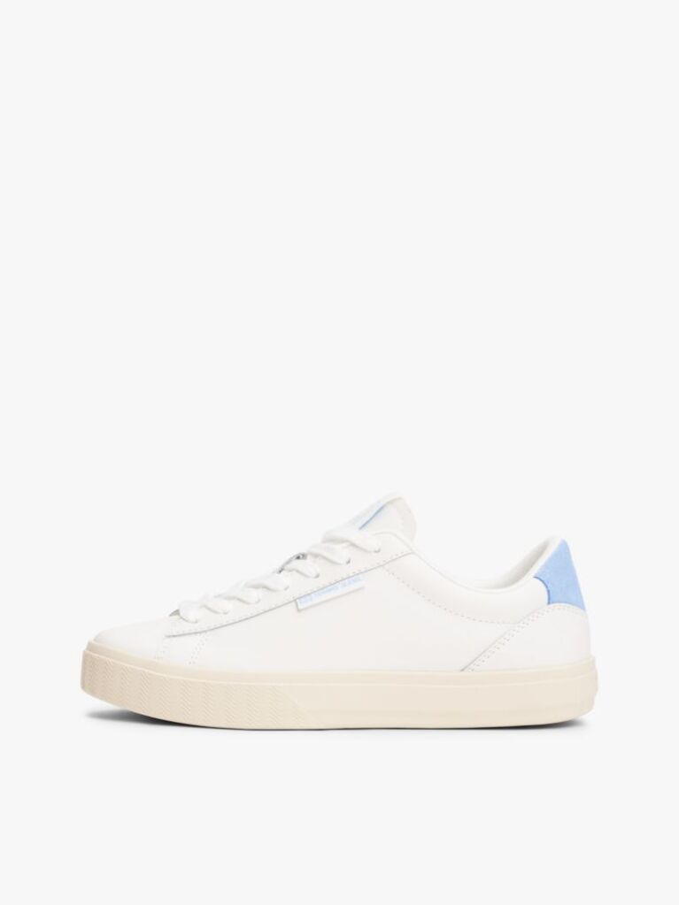 Blue Essential Leather Contrast Cupsole Trainers  Women