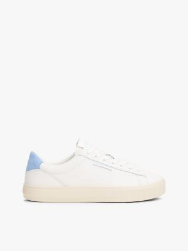 Blue Essential Leather Contrast Cupsole Trainers  Women