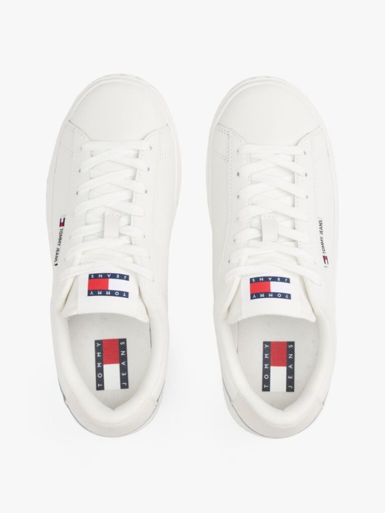 White Essential Leather Contrast Cupsole Trainers  Women