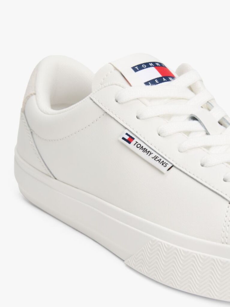White Essential Leather Contrast Cupsole Trainers  Women