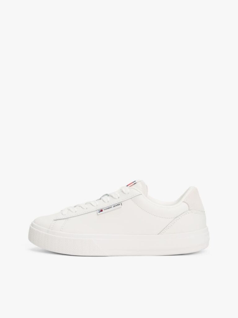 White Essential Leather Contrast Cupsole Trainers  Women