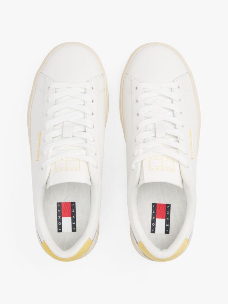 Yellow Essential Leather Contrast Cupsole Trainers  Women