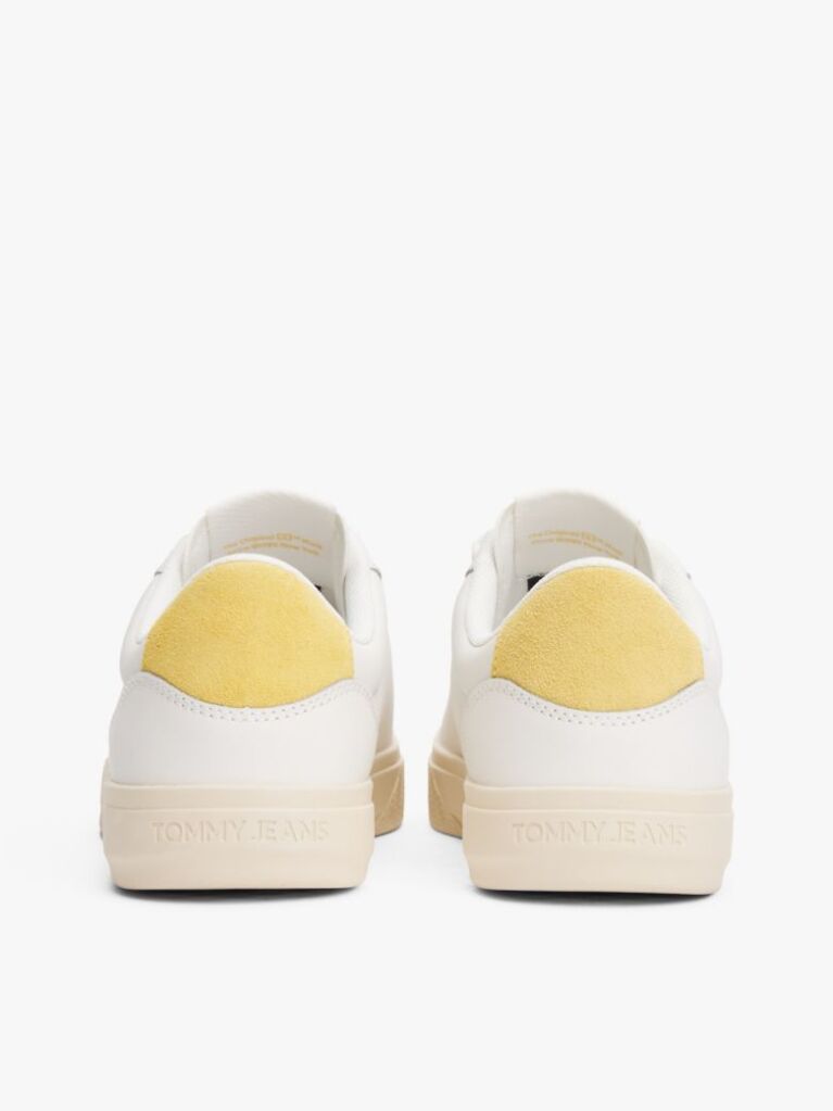 Yellow Essential Leather Contrast Cupsole Trainers  Women