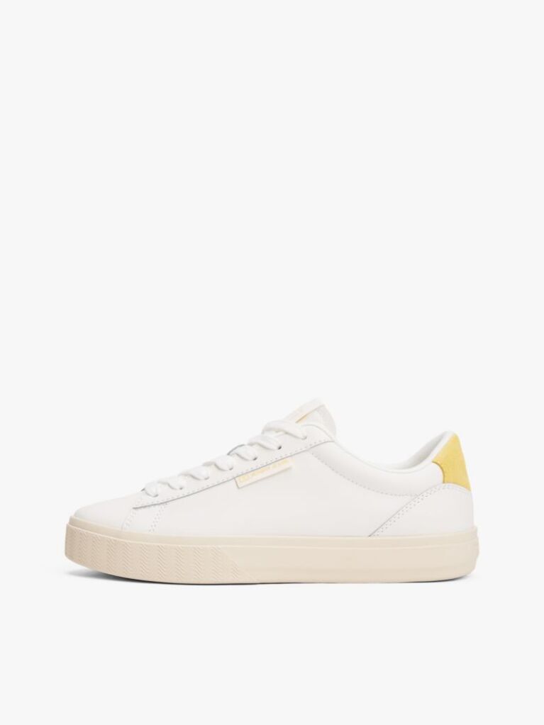Yellow Essential Leather Contrast Cupsole Trainers  Women