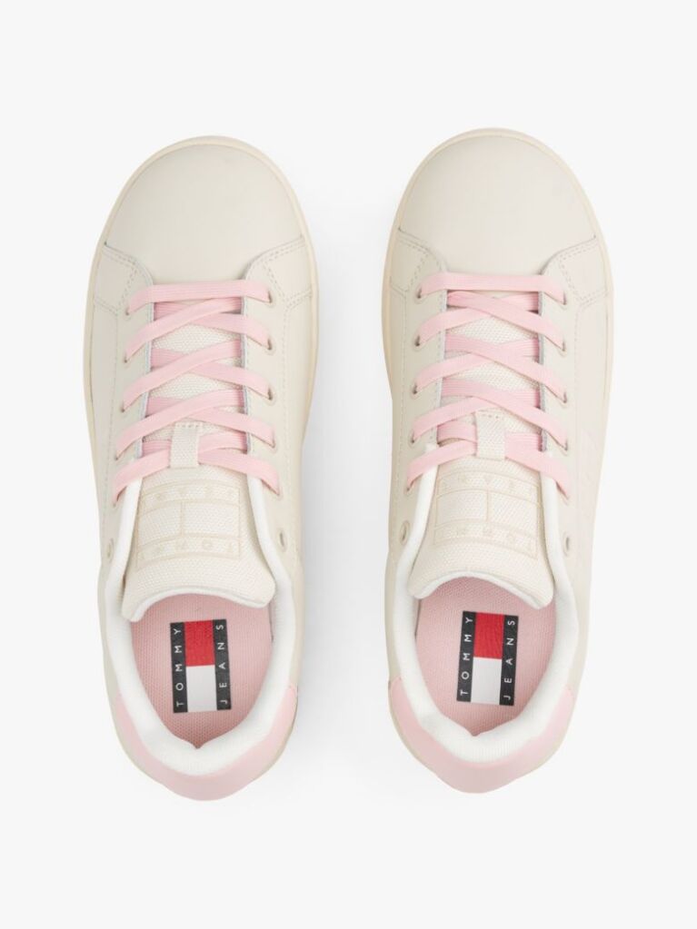 Pink Essential Leather Fine-Cleat Flatform Trainers  Women