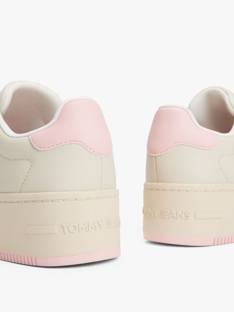 Pink Essential Leather Fine-Cleat Flatform Trainers  Women