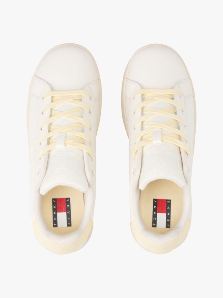 White Essential Leather Fine-Cleat Flatform Trainers  Women