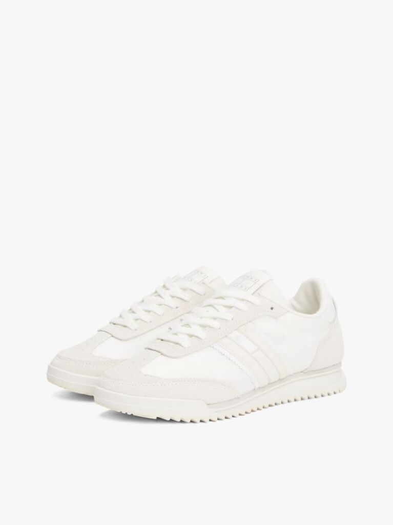 Beige Leather Cleat Classic Runner Trainers  Women