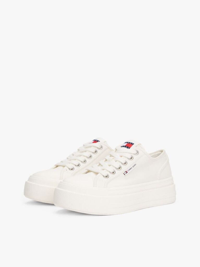 Άσπρο Denim Sneakers Σε Στιλ Πλατφόρμας  Γυναίκες