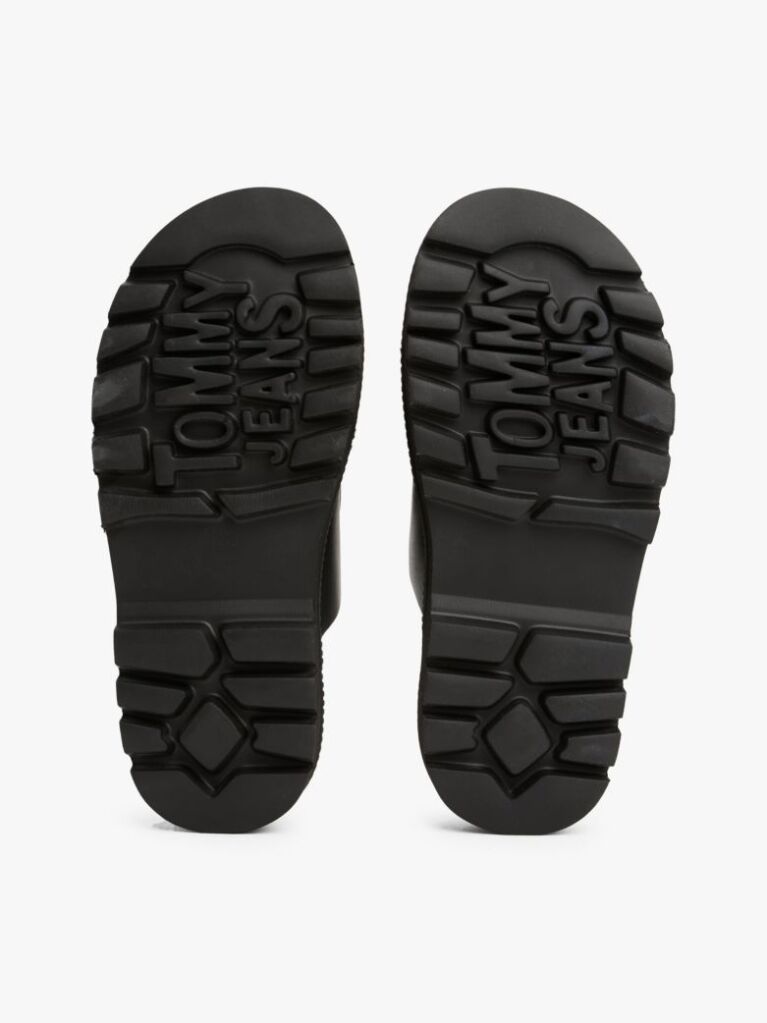 Black Leather Double Strap Cleat Sandals  Women