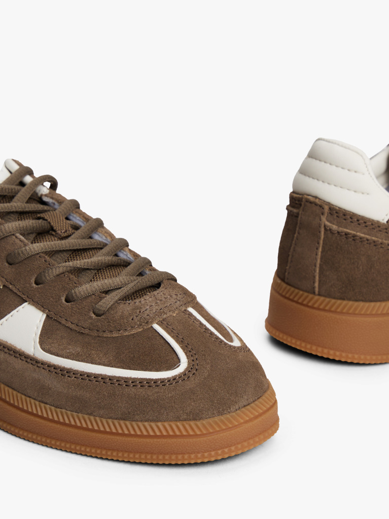 Brown The Greenwich Suede Mixed Texture Trainers  Women