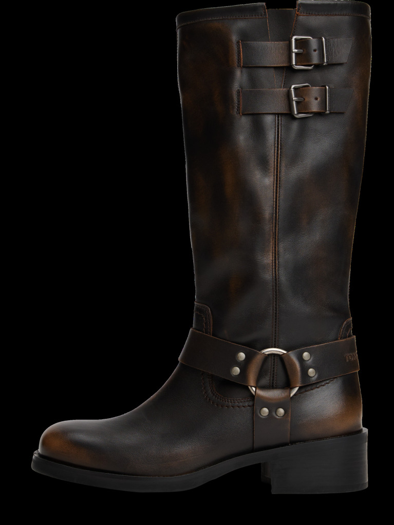 Brown Leather Knee High Biker Boots  Women