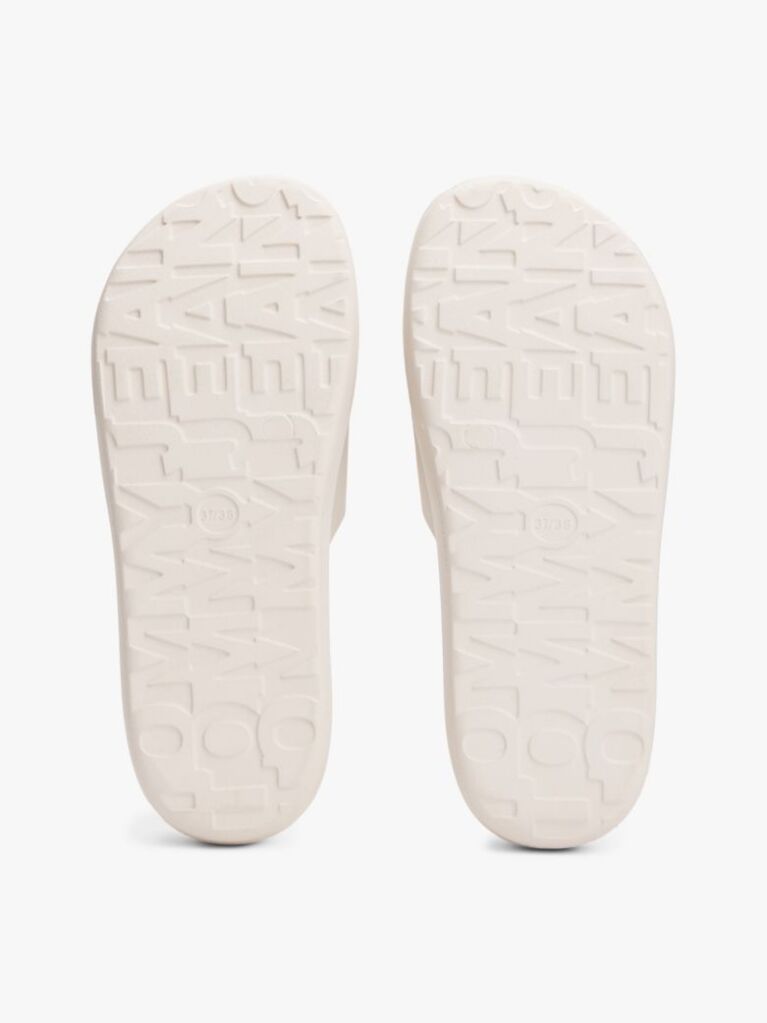 White Logo Platform Pool Slides  Women