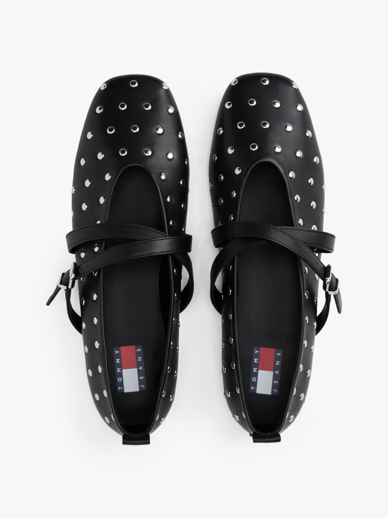 Black Studded Mary Jane Ballerinas  Women