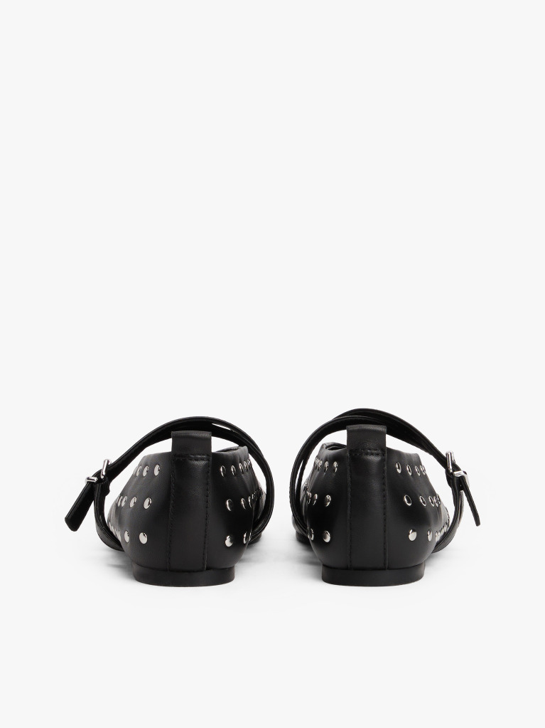 Black Studded Mary Jane Ballerinas  Women