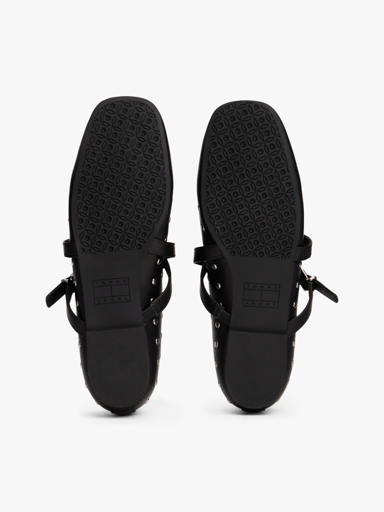 Black Studded Mary Jane Ballerinas  Women