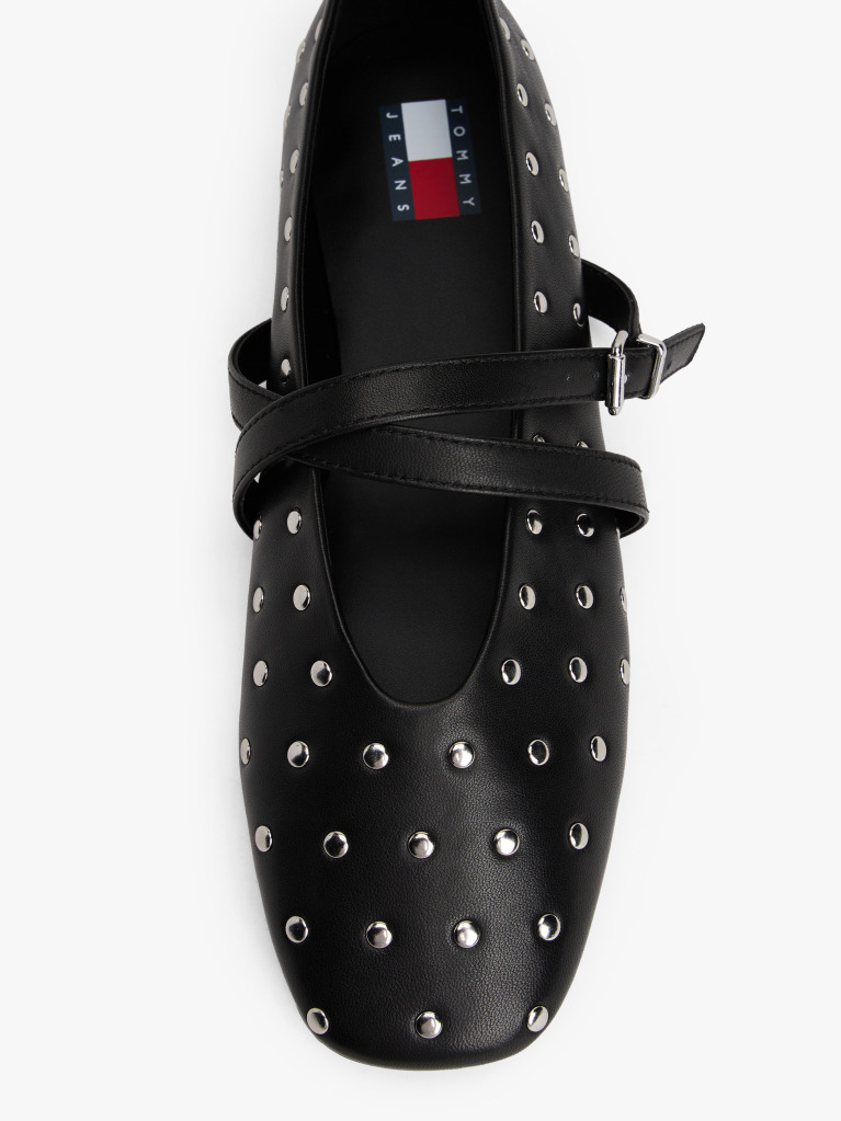 Black Studded Mary Jane Ballerinas  Women