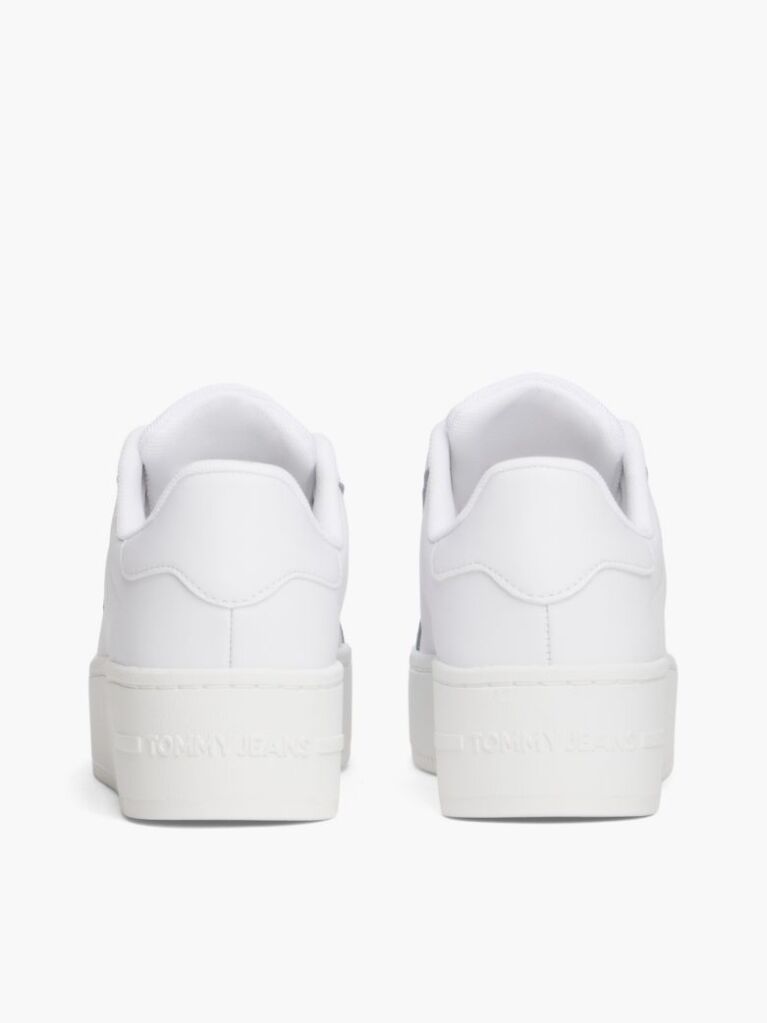 White Logo Platform Sneakers With Leather  Women