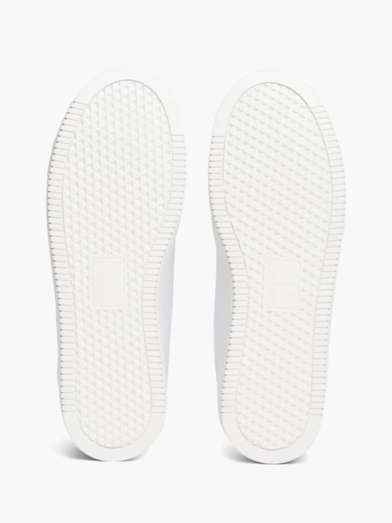 White Logo Platform Sneakers With Leather  Women