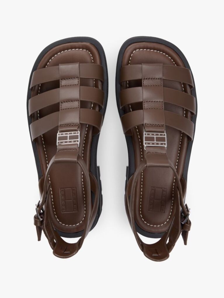 Brown Leather Chunky Cleat Fisherman Sandals  Women