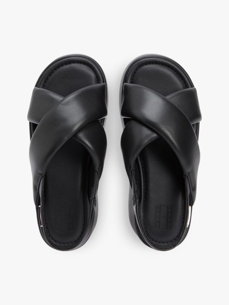 Black Padded Strap Wedge Sandals  Women