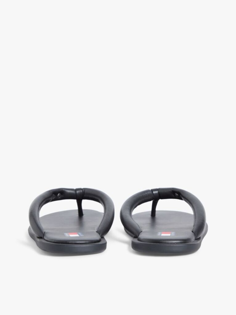 Black Padded Leather Flip-Flops  Women