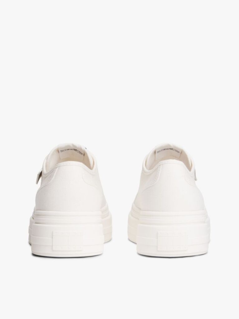 White Canvas Platform Trainers With Charms  Women
