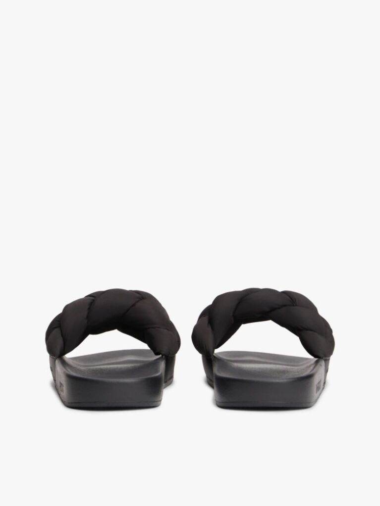 Black Braided Padded Strap Slides  Women