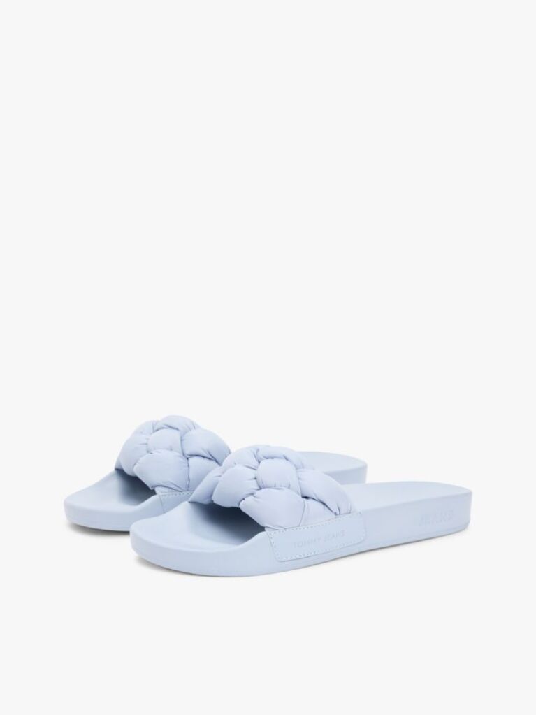 Blue Braided Padded Strap Slides  Women