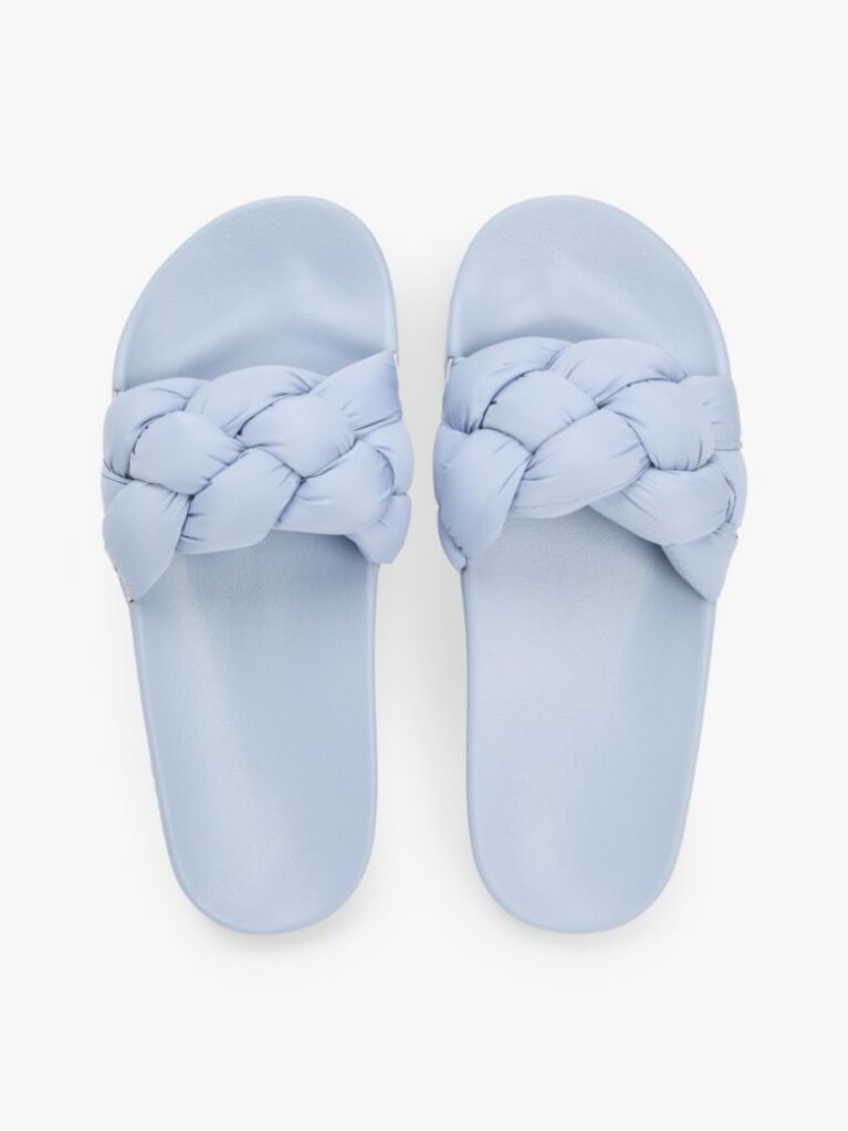 Blue Braided Padded Strap Slides  Women