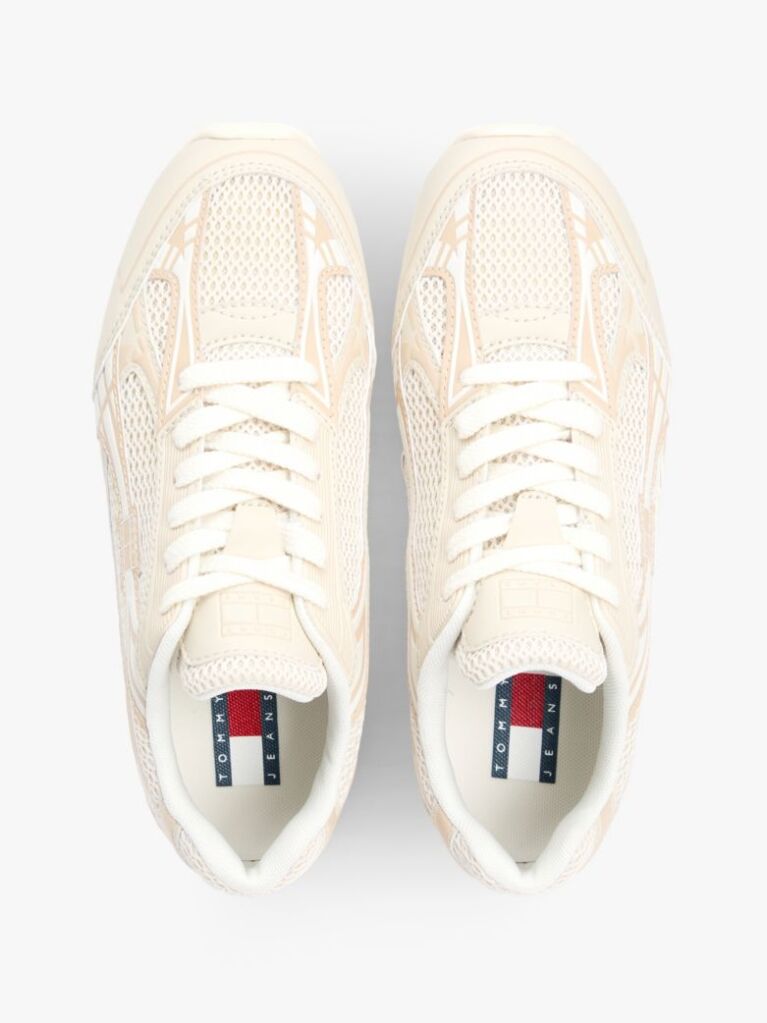 Beige Mesh Panel Archive Runner Trainers  Women