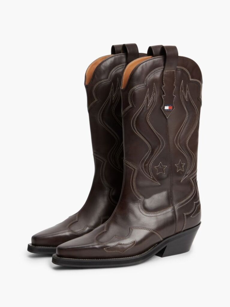 Brown Archive Leather Colour-Blocked Cowboy Boots  Women