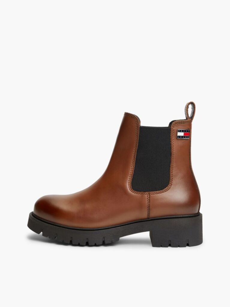Brown Leather Cleat Chelsea Boots  Women