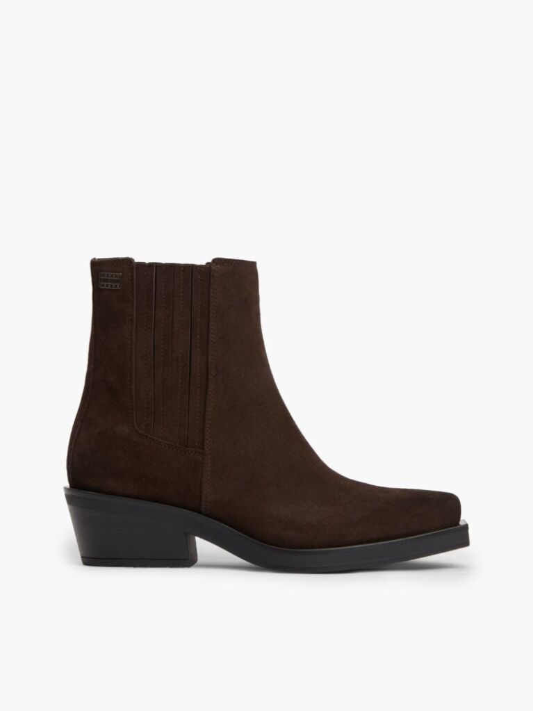 Brown Suede Tonal Plaque Western Boots  Women