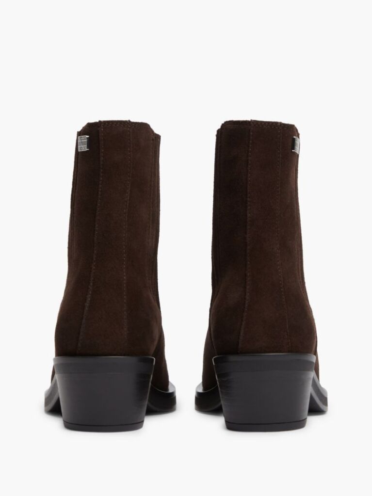 Brown Suede Tonal Plaque Western Boots  Women