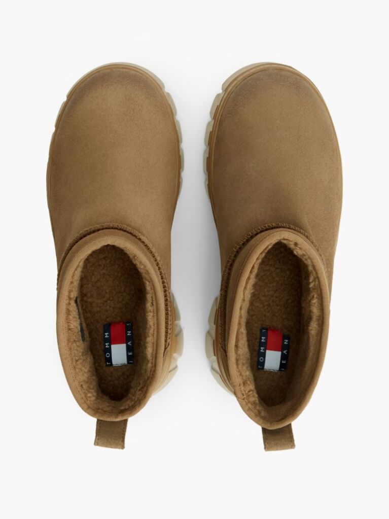Khaki Suede Warm Lined Platform Ankle Boots  Women