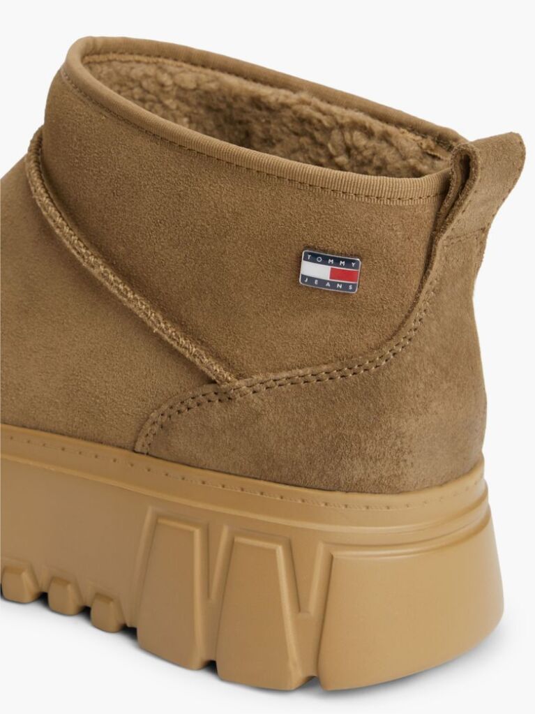 Khaki Suede Warm Lined Platform Ankle Boots  Women
