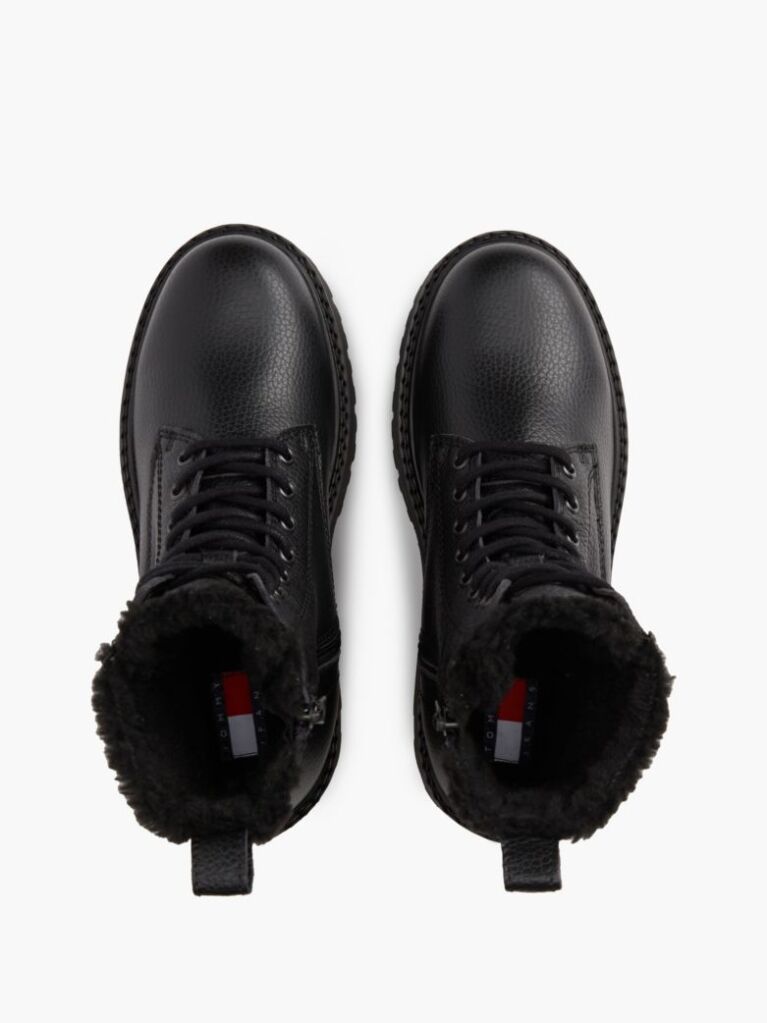Black Archive Leather Warm Lined Platform Lace-Up Boots  Women