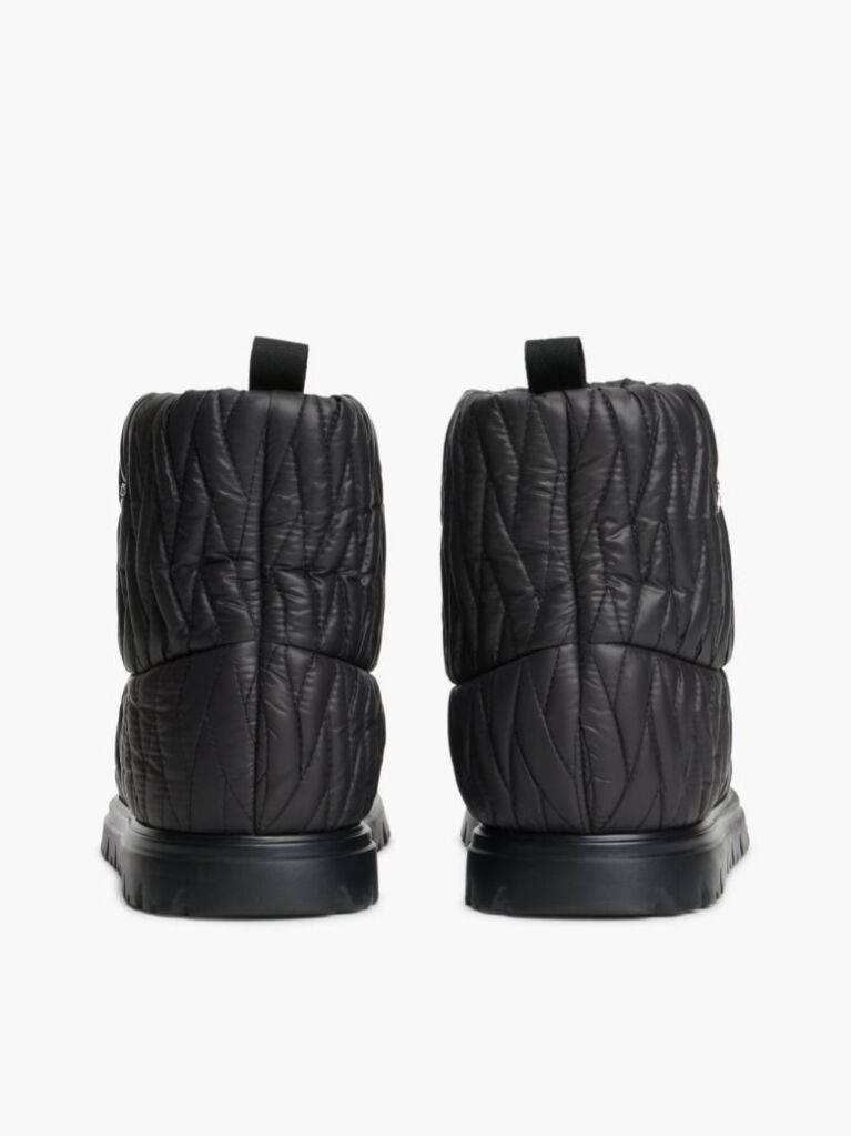 Black Warm Lined Quilted Snow Boots  Women