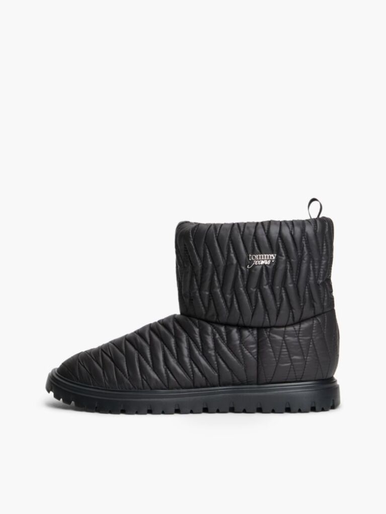 Black Warm Lined Quilted Snow Boots  Women