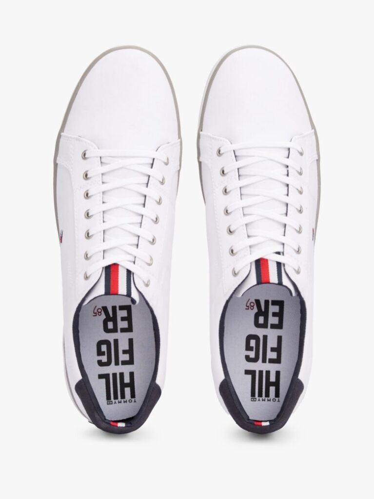 Άσπρο Δετά Sneakers Από Καμβά  Άνδρες