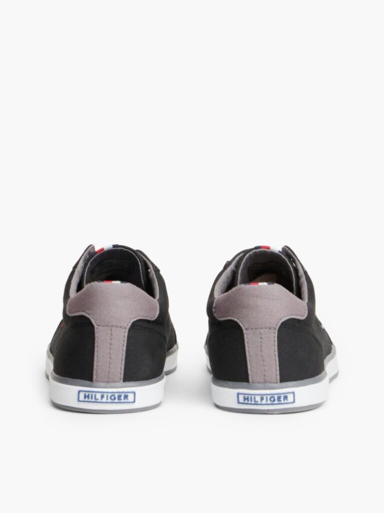 Black Canvas Lace Up Trainers  Men