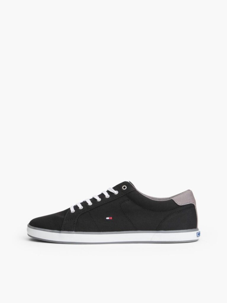 Black Canvas Lace Up Trainers  Men